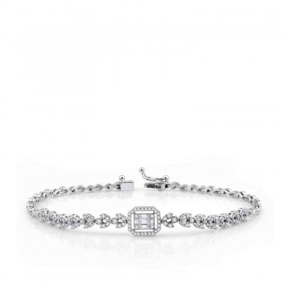 Диамантена гривна бяло злато 0.90 карата